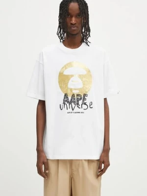 AAPE t-shirt bawełniany Basic męski kolor biały z aplikacją AAPTEM1648XXO