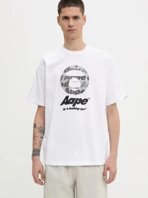 AAPE t-shirt bawełniany Basic męski kolor biały z nadrukiem AAPTEM1639XXO