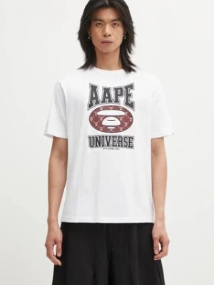 AAPE t-shirt bawełniany Basic męski kolor biały z nadrukiem AAPTEM1731XXP