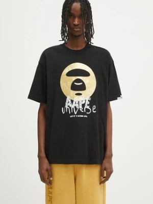 AAPE t-shirt bawełniany Basic męski kolor czarny z aplikacją AAPTEM1648XXO