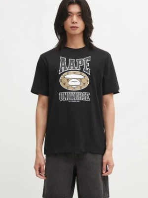 AAPE t-shirt bawełniany Basic męski kolor czarny z nadrukiem AAPTEM1731XXP
