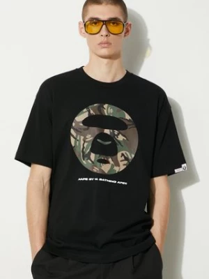 AAPE t-shirt bawełniany Basic Tee męski kolor czarny z nadrukiem AAPTEM1448XXM