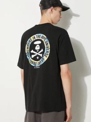 AAPE t-shirt bawełniany Basic Tee męski kolor czarny z nadrukiem AAPTEM1455XXM