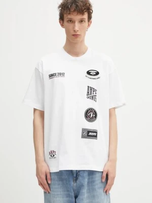 AAPE t-shirt bawełniany Fancy Main męski kolor biały z nadrukiem AAPTEM1566XXN