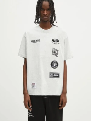 AAPE t-shirt bawełniany Fancy Main męski kolor szary z aplikacją AAPTEM1566XAN