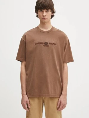 AAPE t-shirt bawełniany Now męski kolor brązowy z aplikacją AAPTEM1603XXO