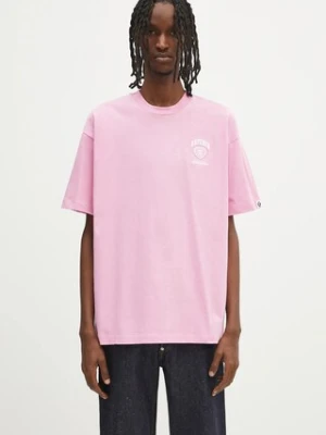 AAPE t-shirt bawełniany Now męski kolor różowy z aplikacją AAPTEM1600XXO
