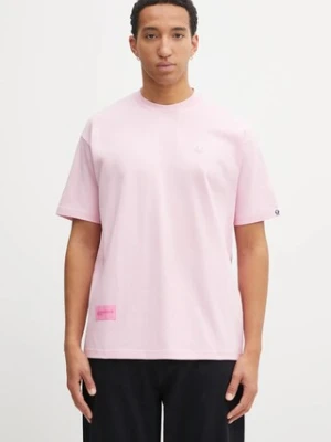 AAPE t-shirt bawełniany Now męski kolor różowy z nadrukiem AAPTEM1606XXO
