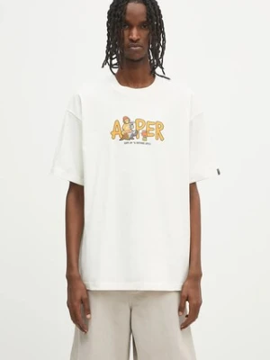 AAPE t-shirt bawełniany Theme Aaper męski kolor beżowy z nadrukiem AAPTEM1616XXO
