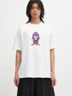 AAPE t-shirt bawełniany Theme Aaper męski kolor biały z nadrukiem AAPTEM1719XXP