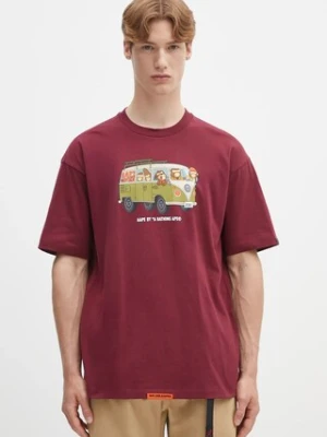 AAPE t-shirt bawełniany Theme Aaper męski kolor bordowy z nadrukiem AAPTEM1617XXO