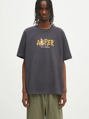 AAPE t-shirt bawełniany Theme Aaper męski kolor szary z nadrukiem AAPTEM1616XXO