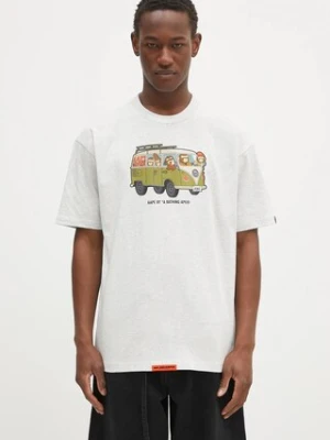 AAPE t-shirt bawełniany Theme Aaper męski kolor szary z nadrukiem AAPTEM1617XAO