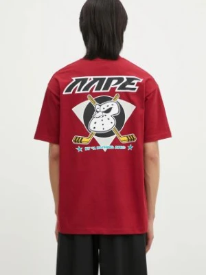 AAPE t-shirt bawełniany Theme Main męski kolor bordowy z nadrukiem AAPTEM1550XXN