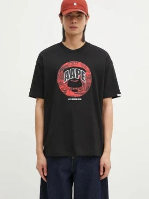 AAPE t-shirt bawełniany Theme męski kolor czarny z nadrukiem AAPTEM1423XXM