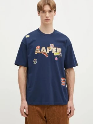 AAPE t-shirt bawełniany Theme męski kolor granatowy z nadrukiem AAPTEM1499XXM