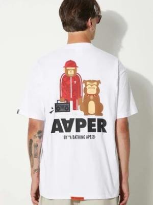 AAPE t-shirt bawełniany Theme Tee męski kolor biały z nadrukiem AAPTEM1497XXM