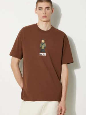 AAPE t-shirt bawełniany Theme Tee męski kolor brązowy z nadrukiem AAPTEM1498XXM