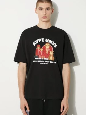 AAPE t-shirt bawełniany Theme Tee męski kolor czarny z nadrukiem AAPTEM1496XXM