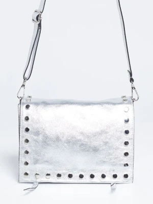 Abaco Skórzana torebka "Iris" w kolorze srebrnym - 20 x 16 x 10,5 cm rozmiar: onesize