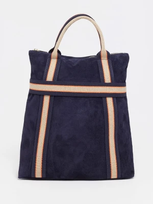 Abaco Skórzany plecak "Gao" w kolorze granatowo-beżowym - 37,5 x 9 x 37 cm rozmiar: onesize