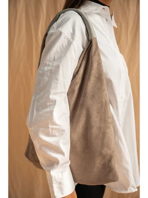 Abaco Skórzany shopper bag "Deni" w kolorze beżowym - 40 x 47 cm rozmiar: onesize