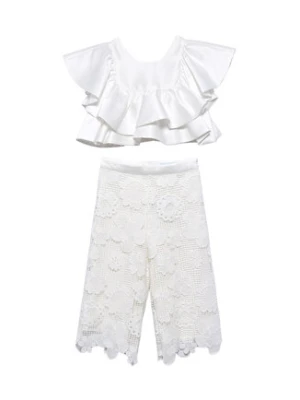 Abel & Lula Komplet bluzka i spodnie 5212 Biały Regular Fit
