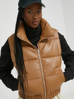 Abercrombie & Fitch bezrękawnik damski kolor brązowy zimowy