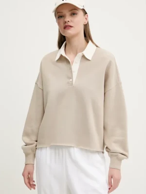 Abercrombie & Fitch bluza damska kolor beżowy gładka KI152-5113