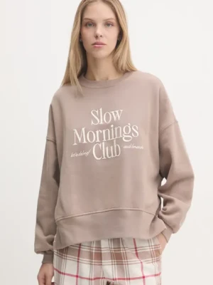 Abercrombie & Fitch bluza lounge kolor beżowy z aplikacją KI152-4247