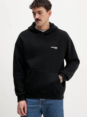 Abercrombie & Fitch bluza męska kolor czarny z kapturem z nadrukiem KI122-5519-900