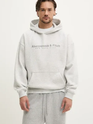 Abercrombie & Fitch bluza męska kolor szary z kapturem z aplikacją KI175-5121