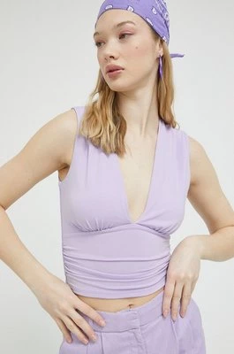 Abercrombie & Fitch bluzka damska kolor fioletowy gładka