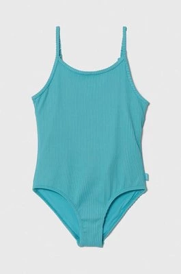 Abercrombie & Fitch jednoczęściowy strój kąpielowy dziecięcy kolor niebieski