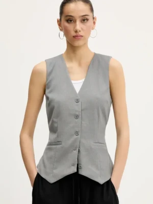 Abercrombie & Fitch kamizelka kolor szary jednorzędowa KI140-5163