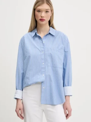 Abercrombie & Fitch koszula bawełniana damska kolor niebieski relaxed z kołnierzykiem klasycznym KI140-5059