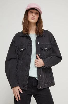 Abercrombie & Fitch kurtka jeansowa damska kolor czarny przejściowa oversize