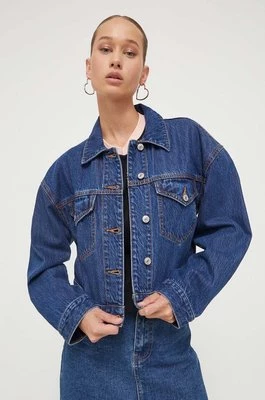 Abercrombie & Fitch kurtka jeansowa damska kolor granatowy przejściowa oversize