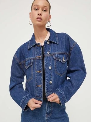 Abercrombie & Fitch kurtka jeansowa damska kolor granatowy przejściowa oversize