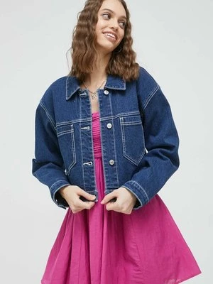 Abercrombie & Fitch kurtka jeansowa damska kolor granatowy przejściowa oversize