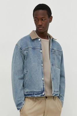 Abercrombie & Fitch kurtka jeansowa męska kolor niebieski przejściowa