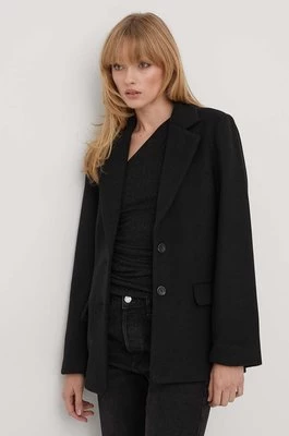 Abercrombie & Fitch kurtka z domieszką wełny kolor czarny przejściowa