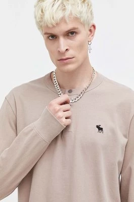 Abercrombie & Fitch longsleeve bawełniany kolor beżowy gładki