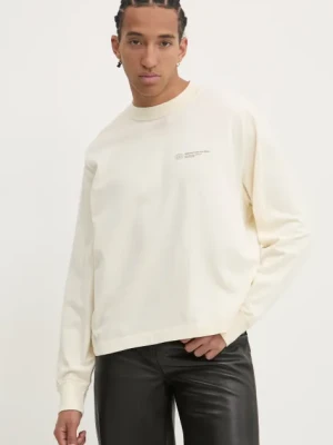 Abercrombie & Fitch longsleeve bawełniany kolor beżowy gładki KI123-4080