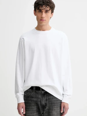 Abercrombie & Fitch longsleeve bawełniany kolor biały gładki KI124-5555-100