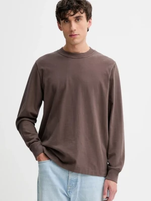 Abercrombie & Fitch longsleeve bawełniany kolor brązowy gładki KI124-5354-400