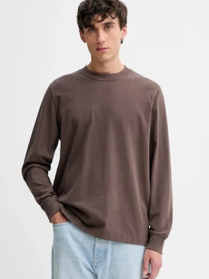 Abercrombie & Fitch longsleeve bawełniany kolor brązowy gładki KI124-5354-400