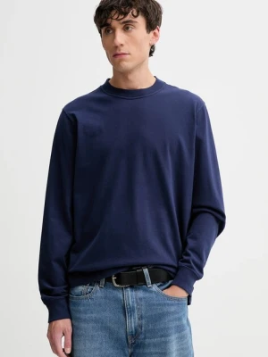Abercrombie & Fitch longsleeve bawełniany kolor granatowy gładki KI124-5356-208