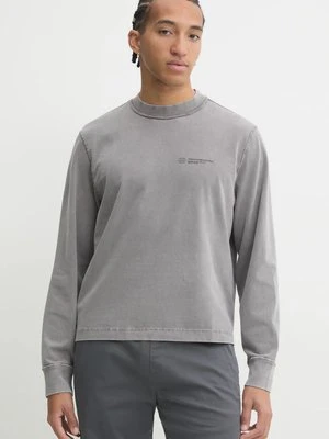 Abercrombie & Fitch longsleeve bawełniany kolor szary gładki KI123-4080