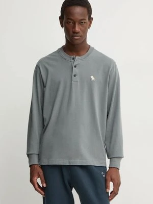 Abercrombie & Fitch longsleeve bawełniany kolor szary gładki KI124-4534